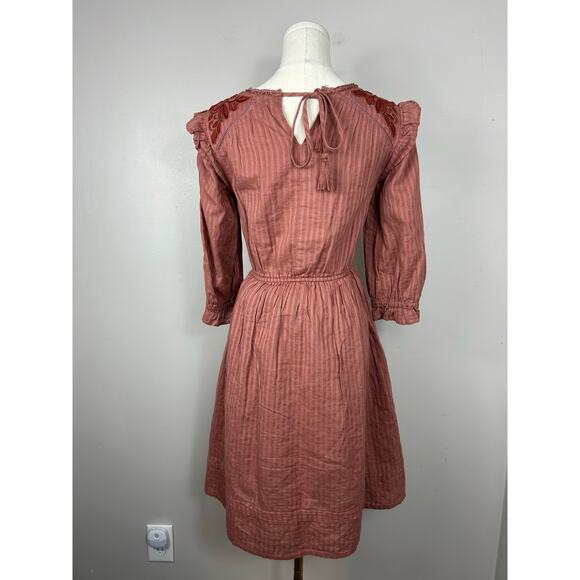 Bohme Embroidered Mini Dress Orange Sz XS Boho Peasant Cottagecore - Picture 10 of 10